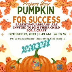 pumpkins and leaves on flyer for workshop on October 22, 2025
